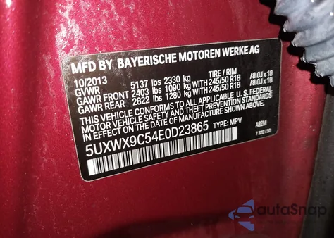 2014 BMW X3 xDrive28I from USA, damaged, VIN 5UXWX9C54E0D23865